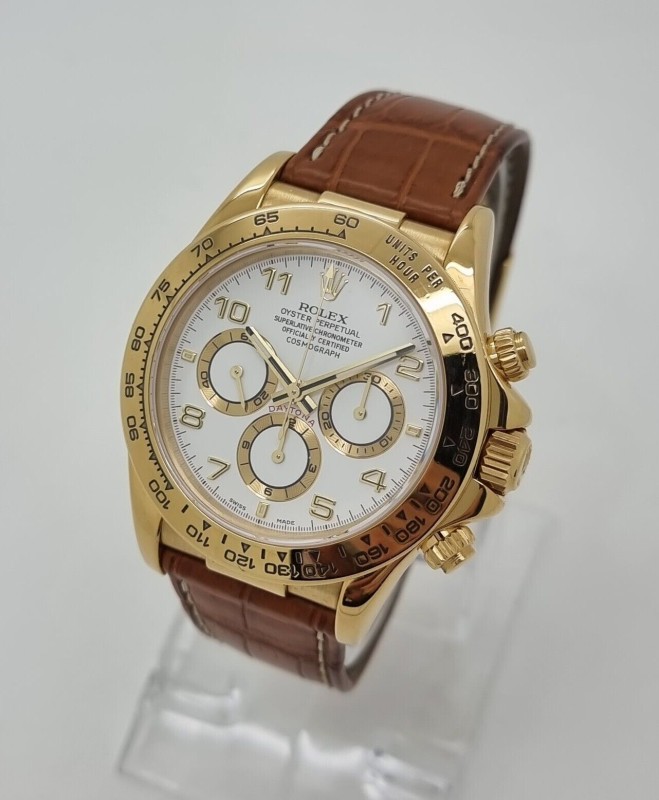 Rolex 16518 Daytona 18K Yellow Gold Zenith White Dial Watch Complete Set