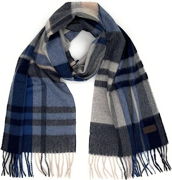 Hickey Freeman Patterned 100% Italian Cashmere Scarf for Men – Ultra-Soft Men’s Winter Scarves, 66-Inches x 12-Inches