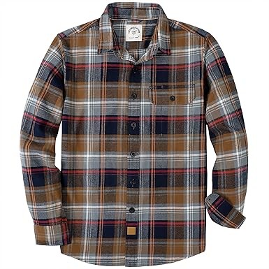 Dubinik®Mens Flannel Shirts Long Sleeve Flannel Shirt for Men Warm Casual Soft Cotton Button Down Plaid Mens Flannel Shirt