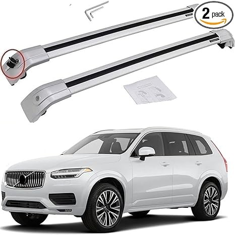 Loading 165lbs Cargo Racks for Volvo XC90 2016-2024 Roof Rack Cross Bars Rail Luggage Cargo Carrier Lockable