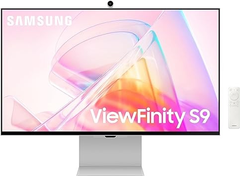 SAMSUNG 27 ViewFinity S9 Series 5K Computer Monitor, Thunderbolt 4, DisplayPort, Matte Display, 4K Slimfit-Camera, Slim Metal Design, AirPlay, Smart-TV Apps, Gaming Hub, LS27C900PANXZA, 2023