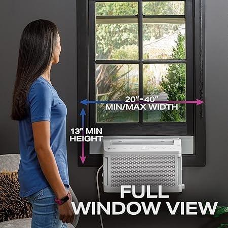 GE Profile ClearView Inverter Window Air Conditioner Unit, 12,200 BTU, U-Shaped Adjustable Depth, Energy Efficient Cooling up to 550 sq ft., Ultra Quiet, SMART Home Capable, Includes Remote, White