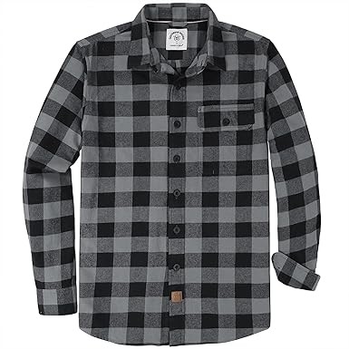Dubinik®Mens Flannel Shirts Long Sleeve Flannel Shirt for Men Warm Casual Soft Cotton Button Down Plaid Mens Flannel Shirt